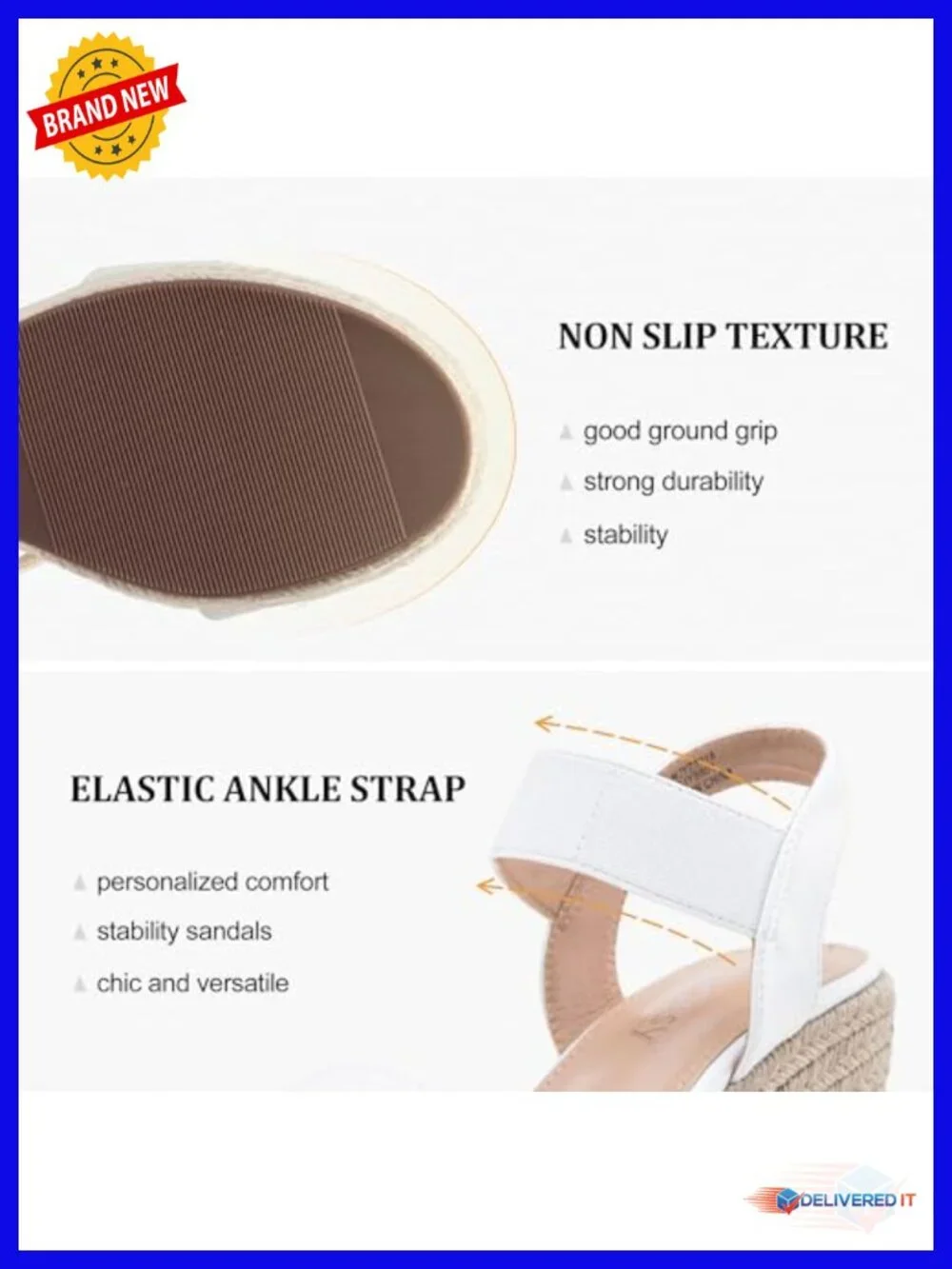 Women's Espadrille Wedge Platform Sandals with Ankle Strap - 3.5